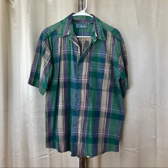 Vintage Loafers by Reed St. James Striped Plaid Shirt Men's Size L 1990's Large - Picture 5 of 15